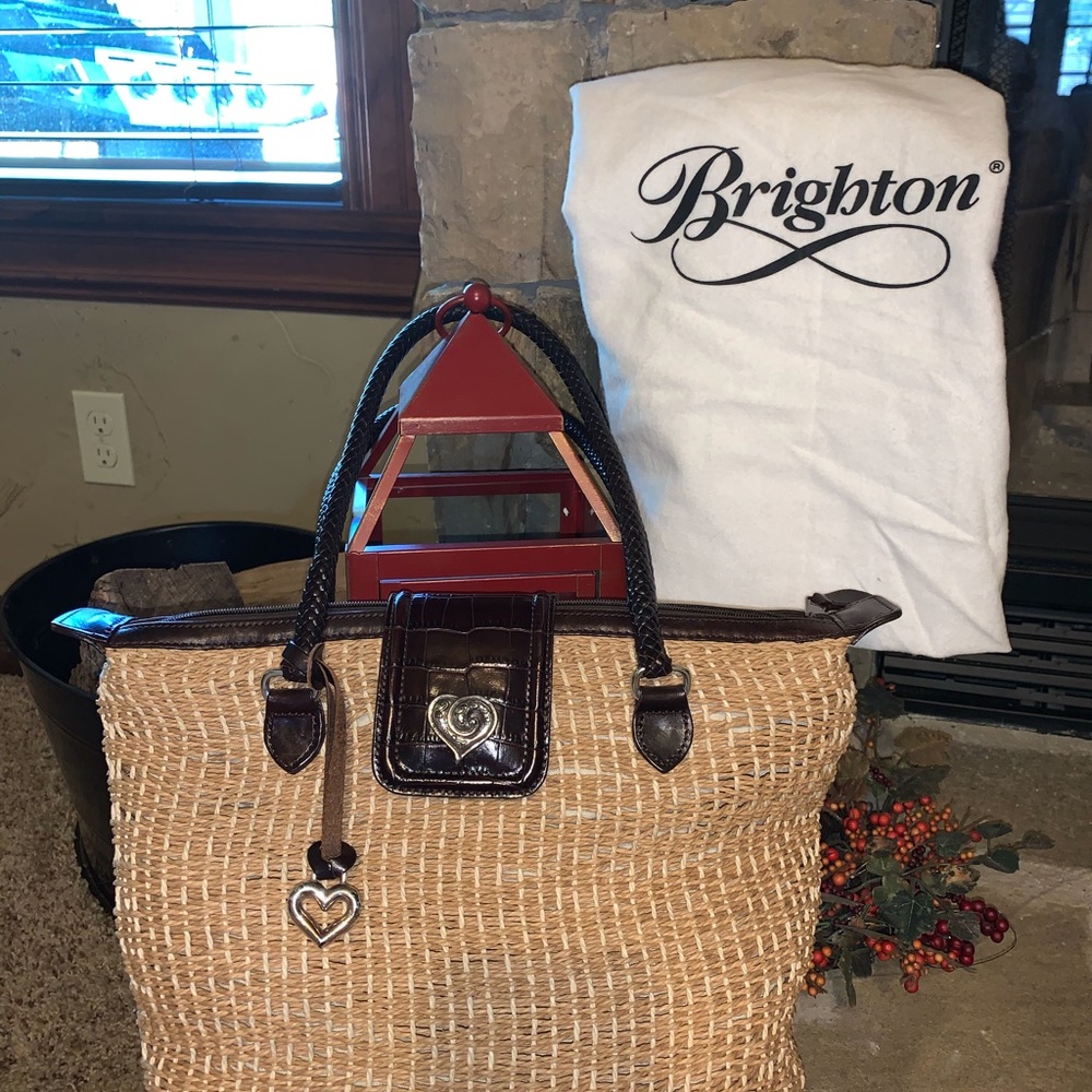 Brighton straw and leather tote.